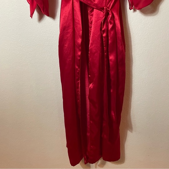 Victorias Secret Vintage Gold Label Red Tie Waist Sheer Sleeve Robe size M/L - Picture 3 of 9
